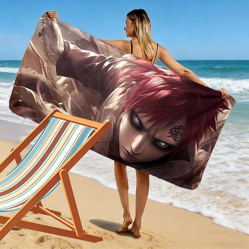 Gaara Red Theme Print Beach Towel, Large Soft Quick Dry Towel for Beach Camping Swimming