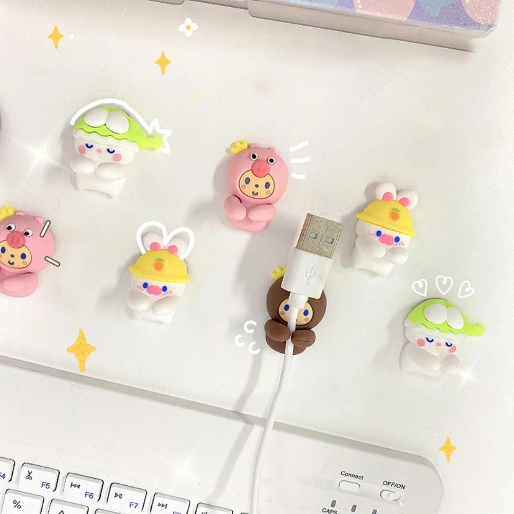 2Pcs Desk Organizer Cartoon Cable Holder PVC Cable Clamp Kawaii Cute Cartoon Clamp Clips