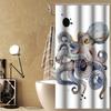 Colorful Octopus Shower Curtain Ink Painting Japanese Kanagawa Kraken Black Dots Design for Bathroom Decor Fabric Polyester
