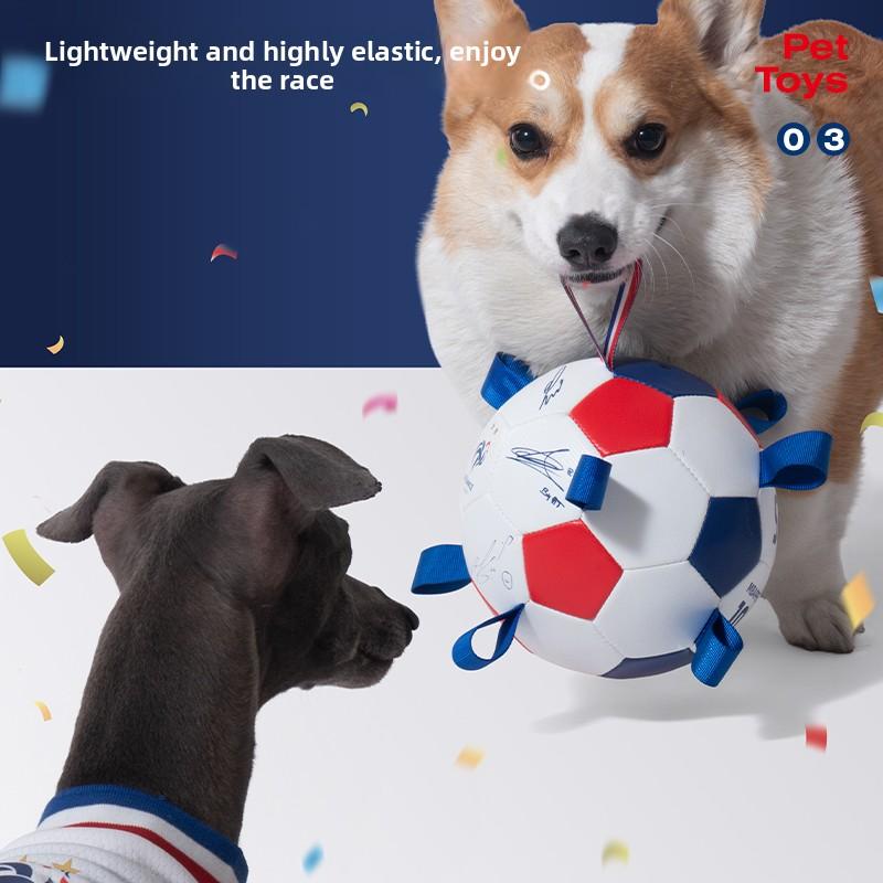 Durable TPU Dog Soccer with Nylon Tabs France FFF Dogs Football Toy Chew-resistant Puppy Interactive Toys Ball Pets Supplies