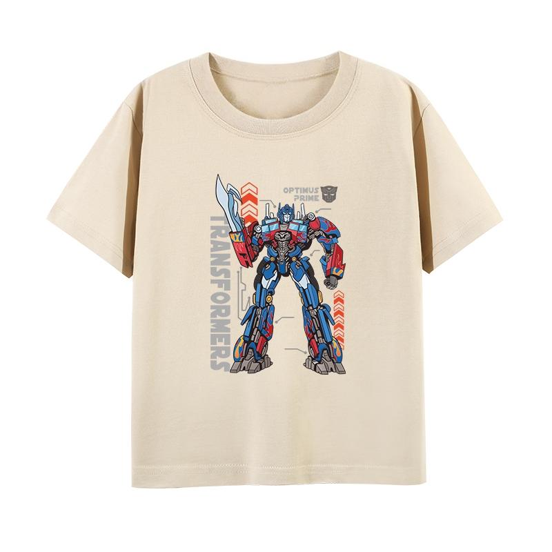 2026 Summer Transformers Autobots Pattern 100 Cotton Printed Hasbro Brand Childrens TShirt Loose Comfortable and Breathable