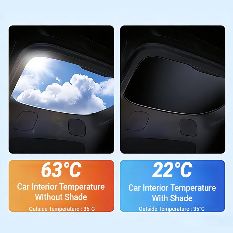 Tailgate Glass Sunshade for Tesla Model Y Juniper / Model 3 Highland, Foldable Rear Window Sun Shade, Privacy Sun Baffle for Trunk, Gray & Black