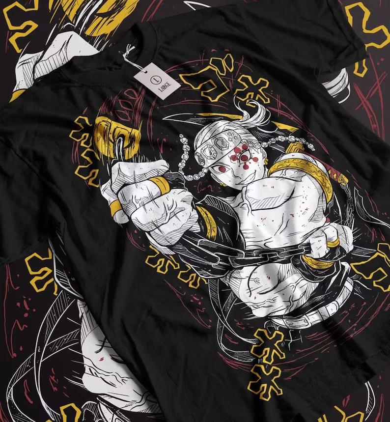 Anime Demon Slayer Tengen Uzui Black Tshirt S