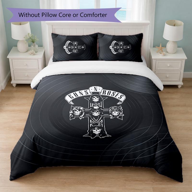 Guns N’ Roses Print 3Pcs Bedding Set Duvet Cover With Two Pillowcases Soft Bed Linen For Household Bedroom