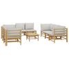 Vidaxl 9-Cz. Garden Furniture Set, Light Grey Cushions, Bamboo