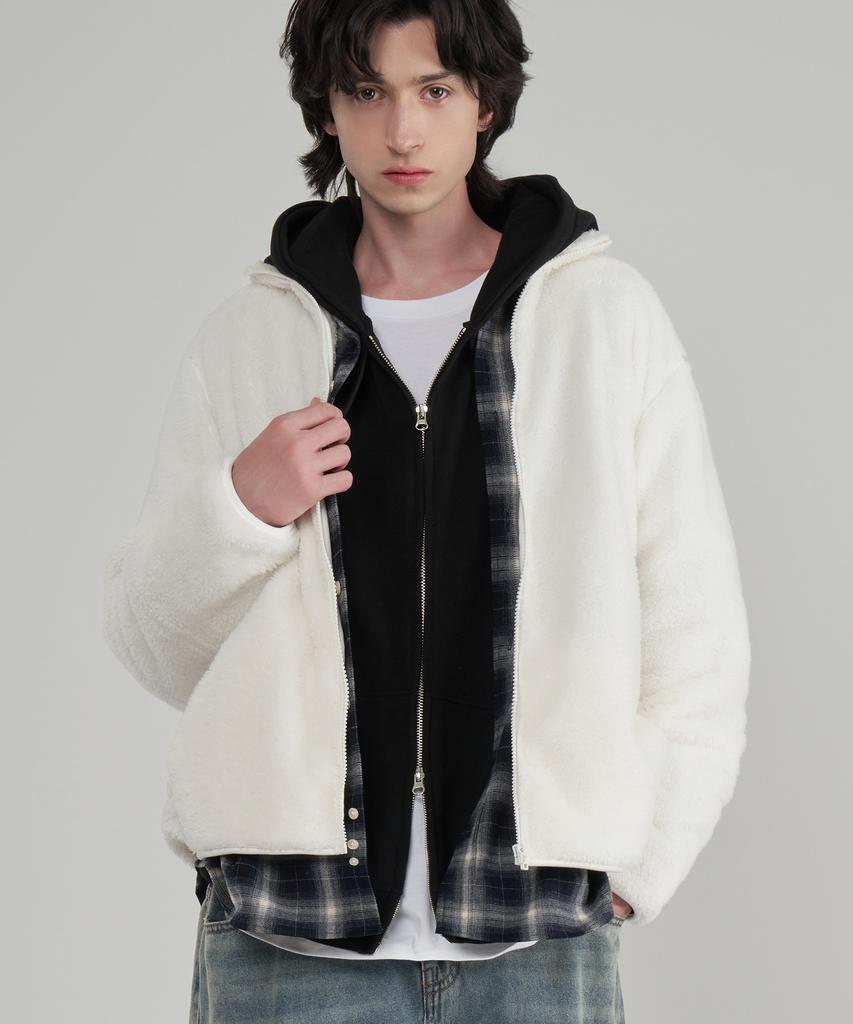 Untapped Studio Soft Basic Fur Fleece Zip-Up Jacket 3 Colors