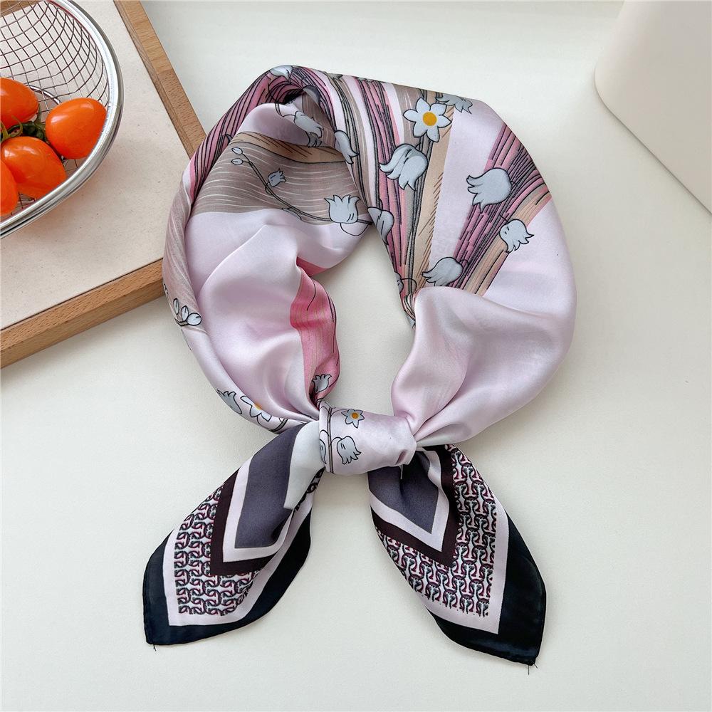 70*70cm New Luxury Square Scarf Silk Scarves Women Neck Hair Tie Band Hijab Kerchief Head Headband Smooth Bandana Female Foulard