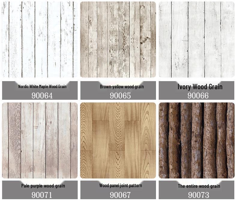 Industrial Retro Faux Wood Grain Self-Adhesive Wallpaper with PVC Backing