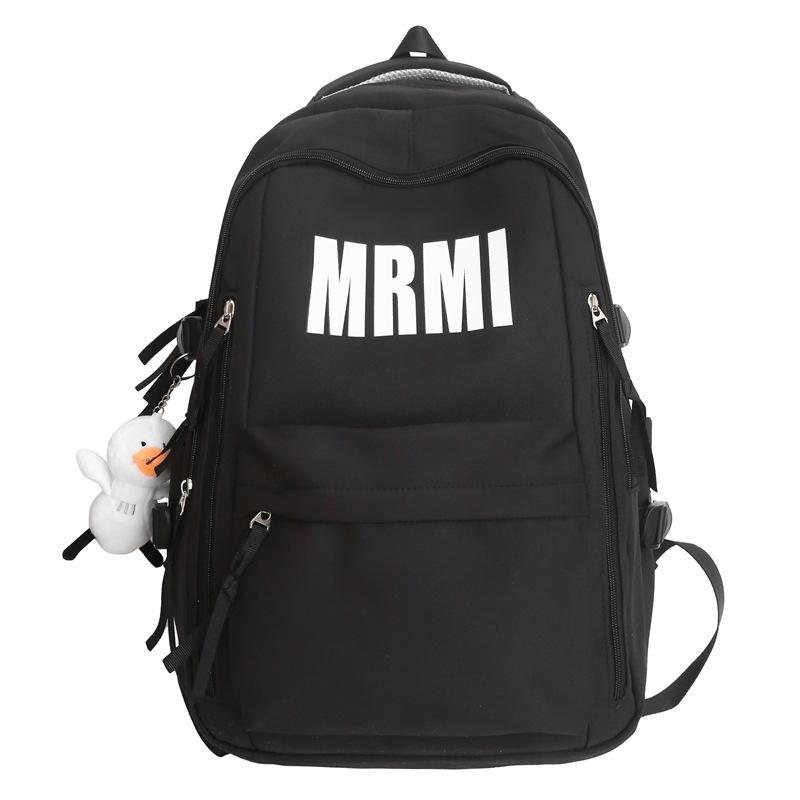 

Новый рюкзак, школьный рюкзак для студента колледжа, простой модный рюкзак для старшеклассника, рюкзак большой вместимости Pendant not included чёрный