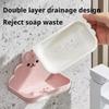 Cute Rabbits Soaps Box Holder Wall Mounted Punch Free Double-Layer Quick Drain Soaps Storage Case Rabbit Soap Dish Cover