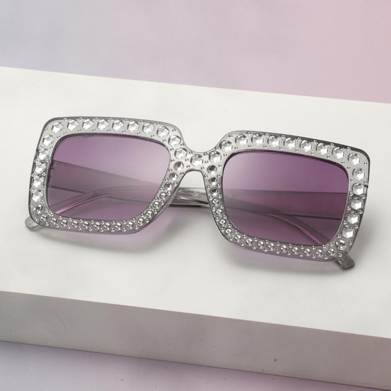 Women'S Uv-Proof Sunglasses Fashion Large-Frame Diamond-Encrusted Sunglasses Women'S Outdoor Sunscreen Glasses