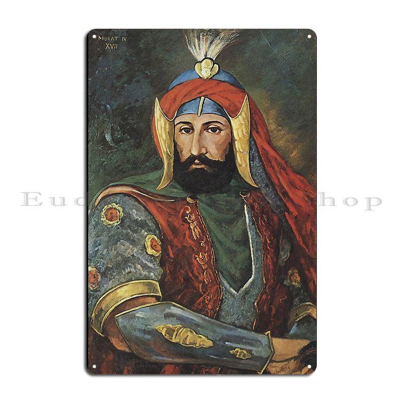 

Османская живопись Портрет султана Мурада IV Металлическая табличка Персонаж Гараж Вечеринка Клуб Гараж Ретро Жестяная вывеска Постер 20x30cm
