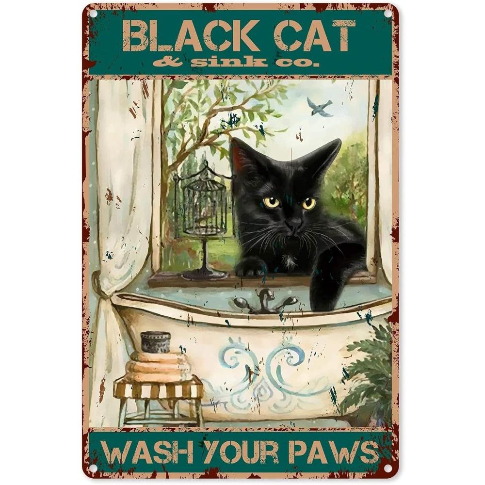 Black Cat Witch Halloween Darkness My Old Friend Retro Tin Signs Vintage Wall Decoration Home Bar Kitchen Hotel Dining Room Metal Poster 8x12 Inch