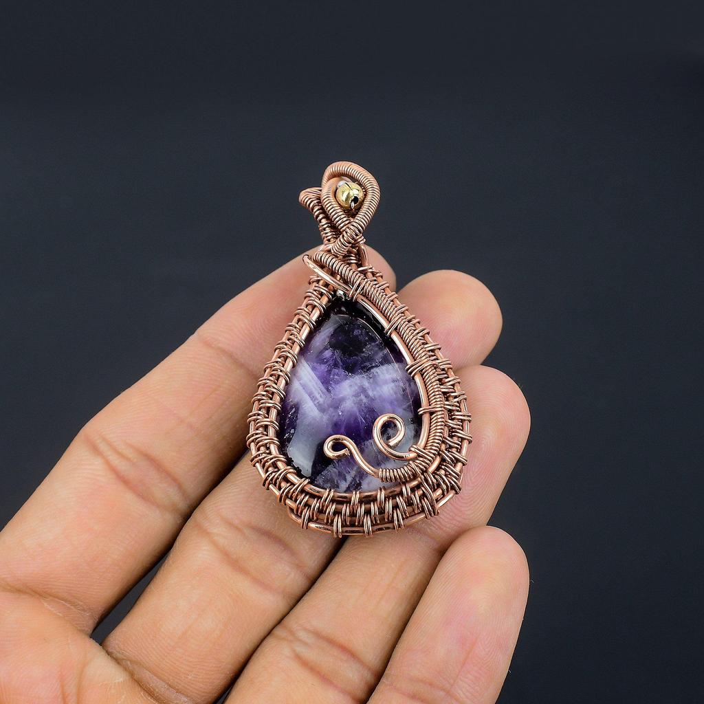 Sage Amethyst  Pendant, Gemstone 999 Copper Wire Wrapped Jewelry Pendant, Handmade Jewelry Birthstone Pendant, Gift For Him
