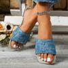 Fashion Women Denim Slippers Flat Peep Toe Shoes Ladies Casual Beach Slippers Flat Luxury Sandals Home  Slides Women Zapatos De Mujer