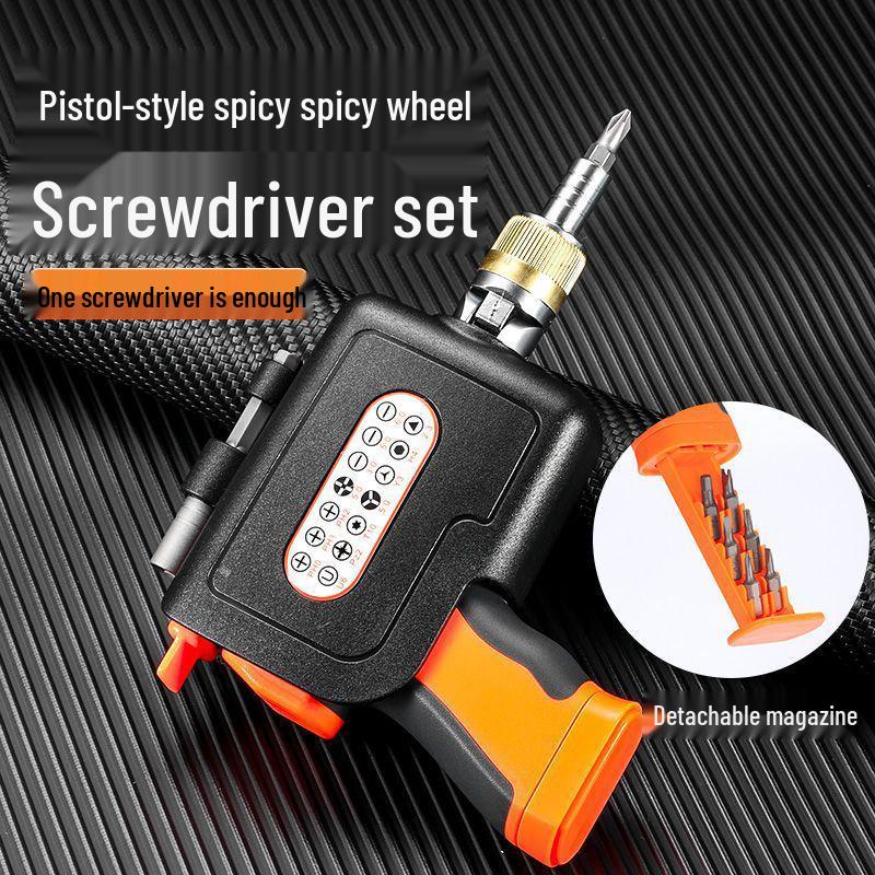 Ratchet Multifunctional Screwdriver Set for Auto Repair - Durable, Pistol Grip, Built-In Features for Electric Vehicle Maintenance