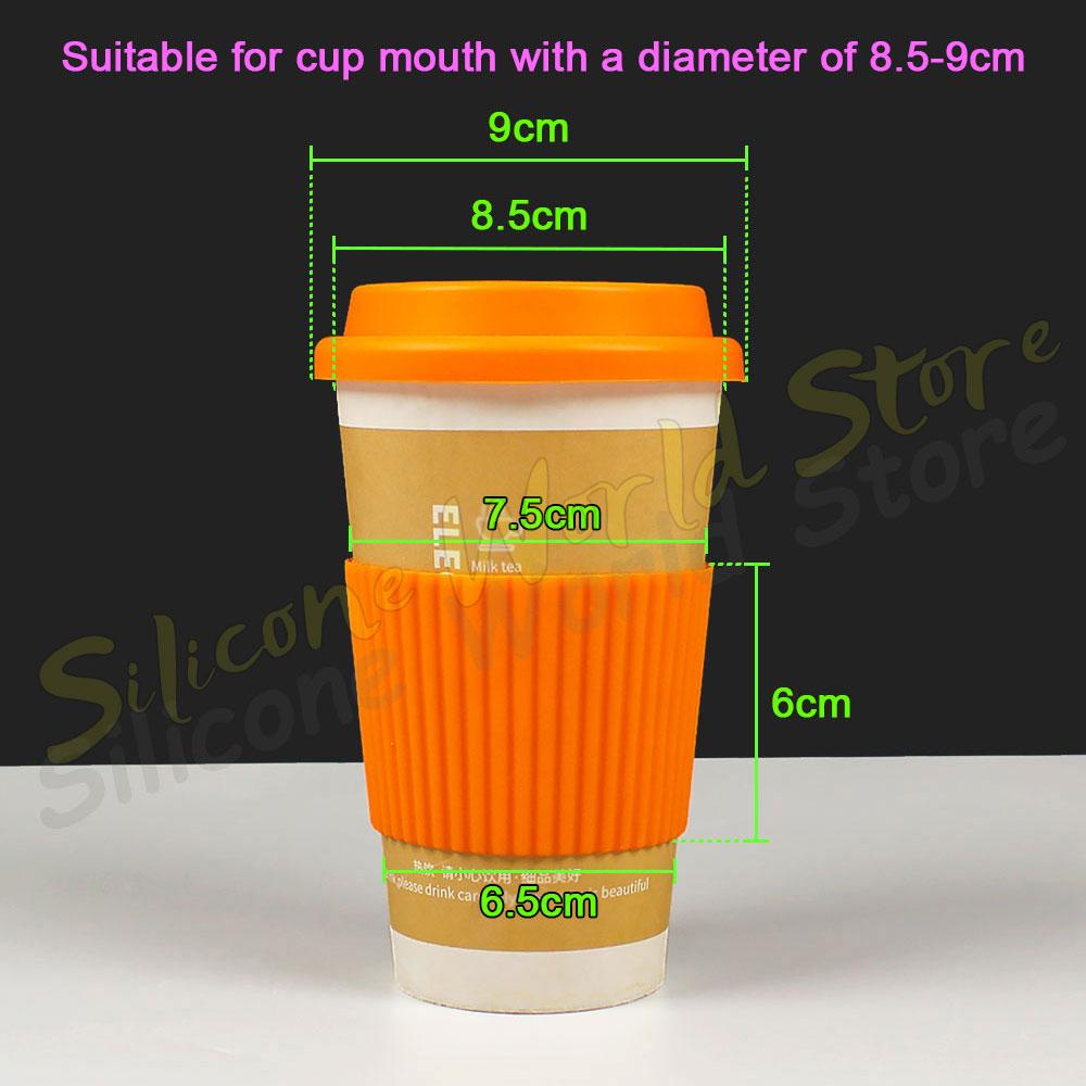 Silicone World 2PCS/Set Silicone Coffee Cup Cover Heat Insulation Anti Slip Cup Sleeve Mug Glass Cup Cover Anti-Dust Cup Lids