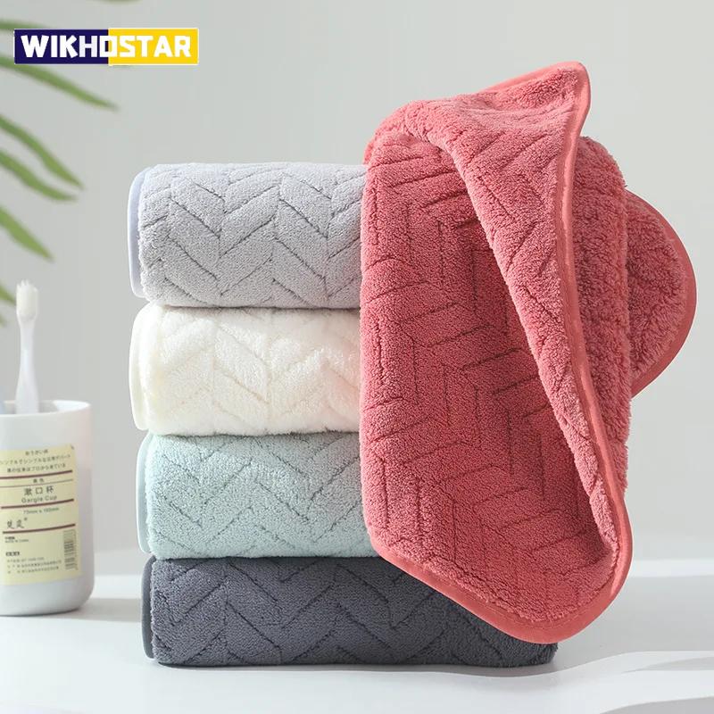 35x75cm Solid Color Towel Household Absorbent Non-Shedding Face Bath Hair Drying Towel for Bathroom Personal Care Yoga Fitness