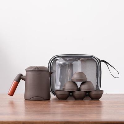Reise-Teeset Kuaike-Tasse eine Kanne sechs Tassen Teekanne Teetasse tragbar einfach Kung Fu lila Sand Outdoor-Teebereiter