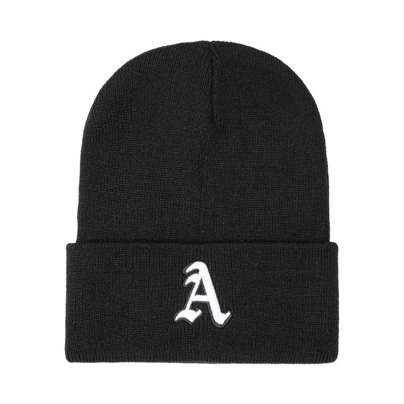 Knit Hat with Heart-Shaped K Letter Embroidery - European & American Style Warm Acrylic Pullover