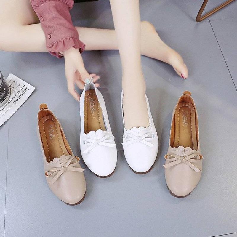 Fashion Shoes For Women Luxury Leather Casual Round Toe Moccasins With Bow Woman Flats Novelties And Low Price Elegant Fashionable A