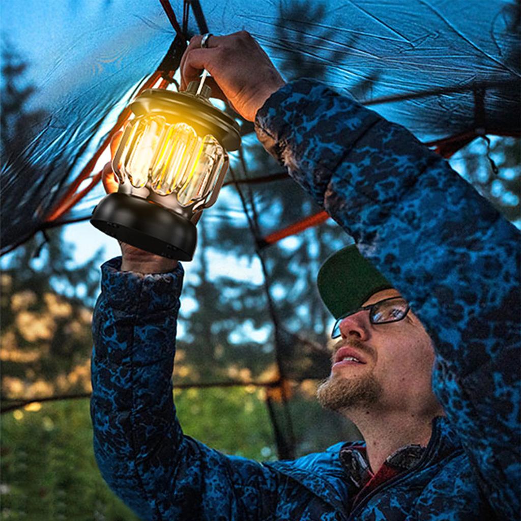 Rechargeable Vintage Lantern LED Metal Hanging Lantern Table Lamp for Indoor Outdoor Camping
