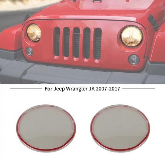 2x Front Headlight Lamp Cover Trim For Jeep Wrangler JK 2007-2018 Smoked Black