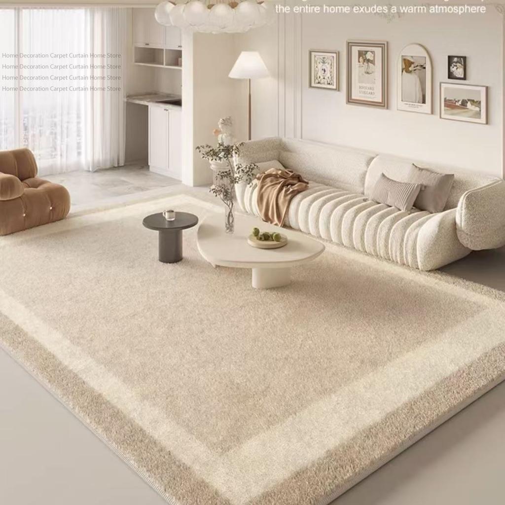 Beige Cream Minimalism Wabi Sabi Carpet Living Room Coffee Soft Fluffy Large Rug Non-slip Washable Bedroom Home Decor Floor Mats