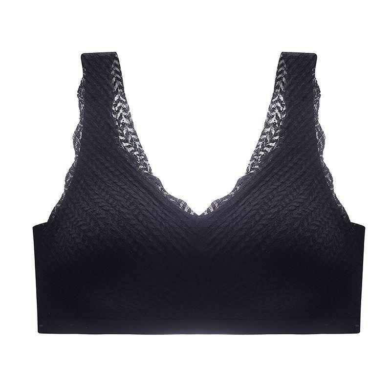 Women Skin Friendly Seamless Bubble Lace Push Up Gathering Beauty Back Camisole Bra