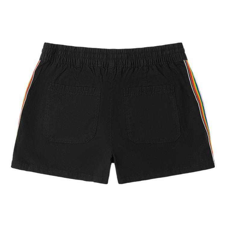 Vans Side Rainbow Stripe Detail Drawstring Sports Shorts Women Shorts Black VN0A7RKQBLK1