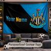 Wall Hanging Tapestry Custom NameNewcastle United FC Pattern Personalized Printed Fabric Wall Decor
