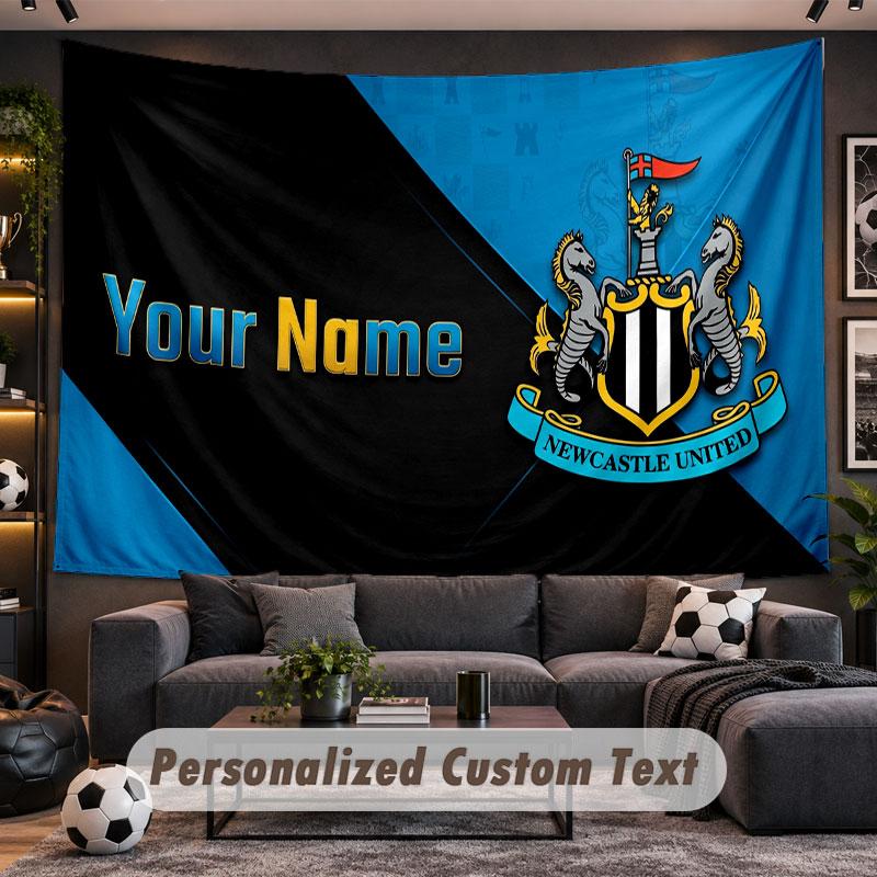 Wall Hanging Tapestry Custom NameNewcastle United FC Pattern Personalized Printed Fabric Wall Decor