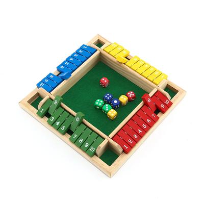 2025 Sell Well Wooden Shut The Box Dice Game, 4 Players Classic Board Game Family Pub Math Game For Kids Adults With 8 Dice