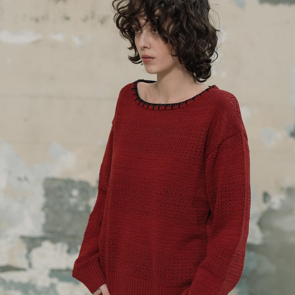 EDENIK Marine Scallop Knit Sweater_Navy