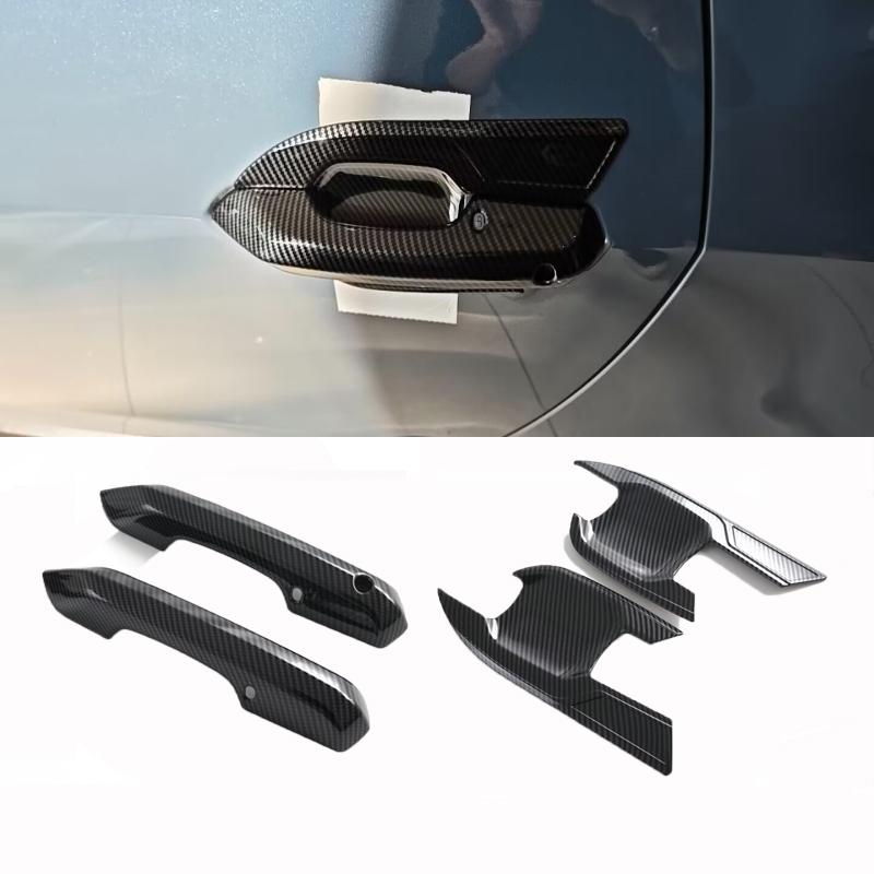 For Ford Mustang 2024 2025 ABS carbonfiber black Exterior Side Door Handle door Bowl sticker Cover Trim External accessories