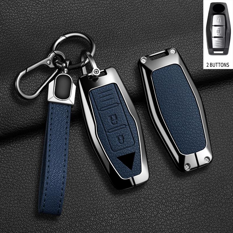 Coque de protection pour clé de voiture en alliage de zinc et cuir, porte-clés pour Mitsubishi Outlander     Accessoires d'intérieur de voiture black