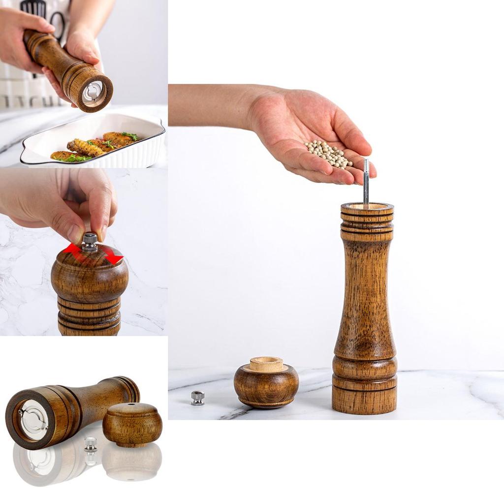 Cooking And Salt Pepper Grinder Hand Movement Oak Wood Pepper Mill Tool Kitchen