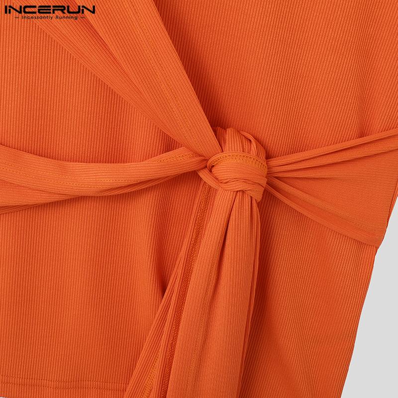 INCERUN Men Turtleneck Sleeveless Bandage Solid Knitted Vest Tanks