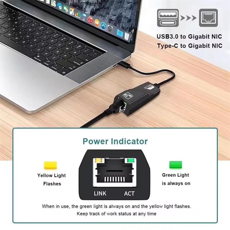 Cablu Adaptor de Rețea Ethernet USB3.0 la RJ45 Lan 1000Mbps 100Mbps RTL8153 Cabluri de Conversie Rețea pentru Macbook Laptop Win10 11