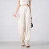 Summer ice silk pleated wide-leg pants new versatile loose and thin nine-point tied feet sports casual pants children