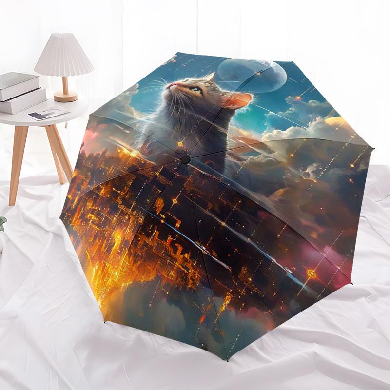 

1pc Meowth Outdoor Umbrella - Automatic Opening/Closing, Portable 3-Fold Design with 8-Bone Iron Frame, Perfect Gift for Fans and Travelers, Suitable