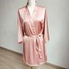 Single nightgown women's imitation silk cardigan spring and autumn new loungewear summer ice silk pajamas sexy kimono morning gown