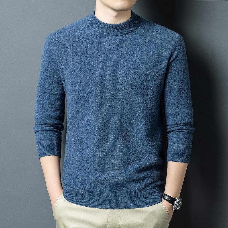 2025 Autumn/Winter Men s Premium 100% Wool Round Neck Thick Warm Sweater XL