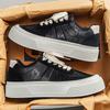 Men Leather German Trainers, Platform Height Increasing Chunky Sole Casual Skate Board Shoes