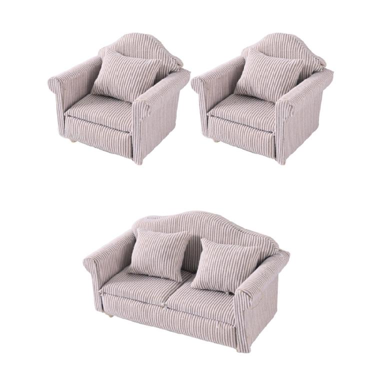 Modern Miniature Sofa with Cushion For 1/12 Scale Dollhouses Landscape Furniture With Cushion Furnishing Accessories