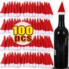 5/100pcs Mini Christmas Wine Bottle Hats Soft Velvet Santa Hats Non Woven Fabric Xmas Party Decor Table Wine Bottle Decoration