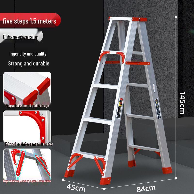 Multi-Functional Aluminum Herringbone Ladder: Non-Slip, Thickened Design for Indoor & Outdoor Use