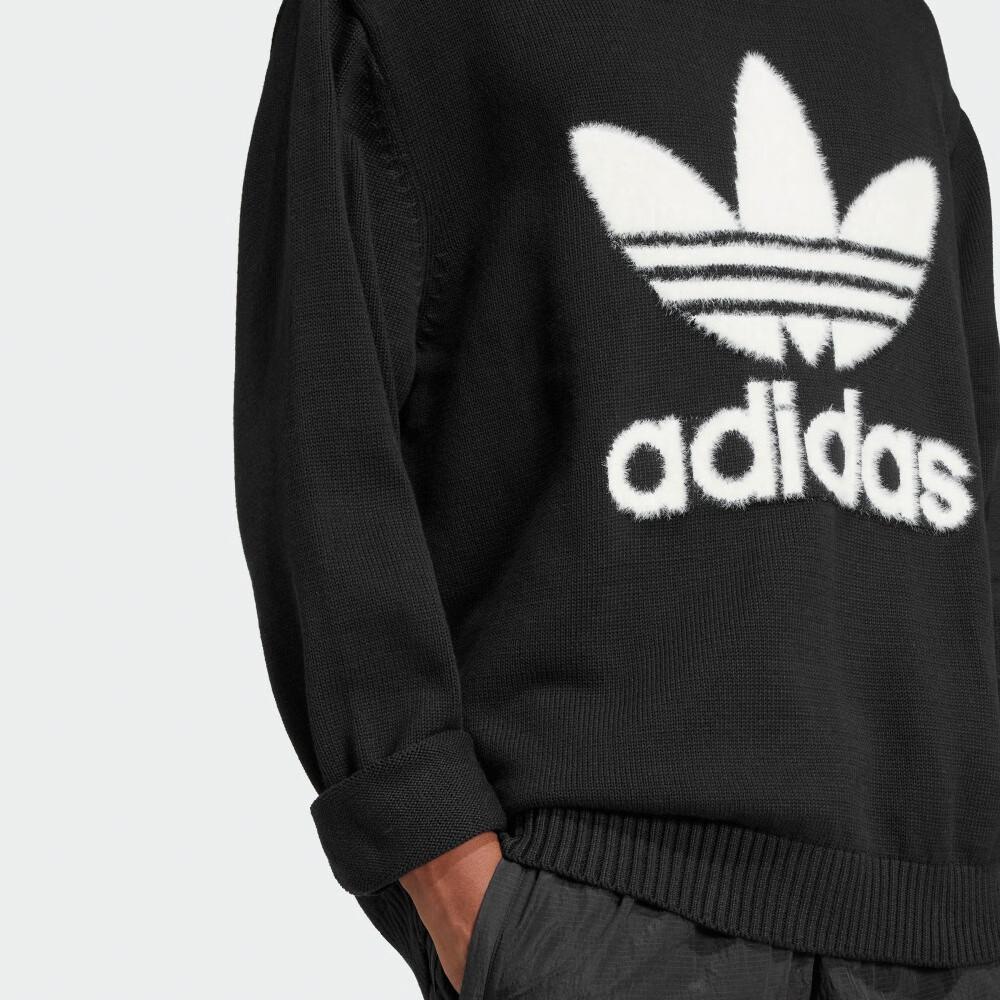 Adidas Originals Sports Lifestyle Series Comfortable Casual Letter Long Sleeve Sweater Men Sweater Black JC6348