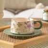 TLXT Floral Ceramic Coffee Cup and Saucer Set