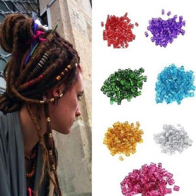 100Pcs 8mm Hole Micro Dreadlock Ring Beads Hollow Hair Braid Cuff Clips Gift